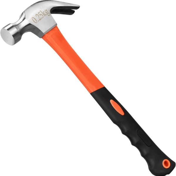 8/16/24 oz Straight Shank Fiberglass Universal Claw Hammer, Smooth Hammerhead, Non-Slip Handle