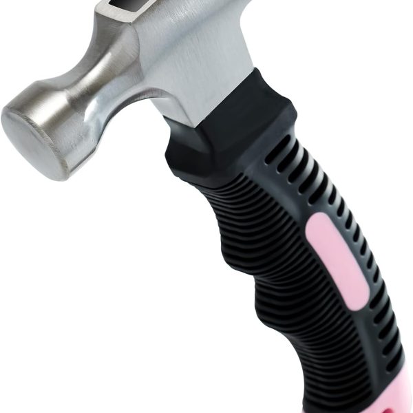 Pink Small Hammer, suitable for nailing, drywall anchoring, etc., high hardness 8 oz claw hammer with shock-absorbing non-slip handle, suitable for children and women.