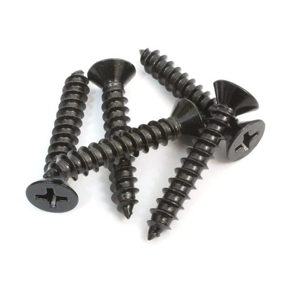 #6 x 1/2 inch wood screws, 100 pieces - Black coated stainless steel flat head Phillips screws - Corrosion resistant, suitable for wood, drywall and outdoor applications