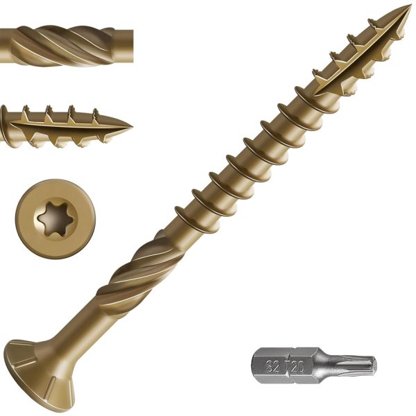 #10 * 2-1/2” Deck Screws (161 screws per pack), 2 lbs, Outdoor Wood Screws, Rust-resistant Epoxy Coating, Bronze Color, T25 Star Bit