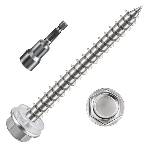 (130 pieces) #10x1-1/2 self-tapping wood screws, 410 stainless steel hex head, quick-tapping