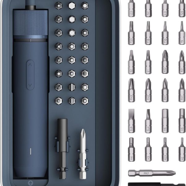 25-Piece Upgraded Electric Screwdriver Set, 1/4-inch Hex Head, Magnetic Cap, 1500mAh Rechargeable Cordless Screwdriver, LED Light, Suitable for Furniture Assembly, Home Repair, and Garage Projects